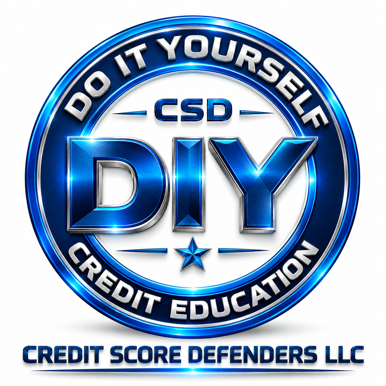 CSD Do It Yourself Credit Education — premium blue and silver DIY credit education badge